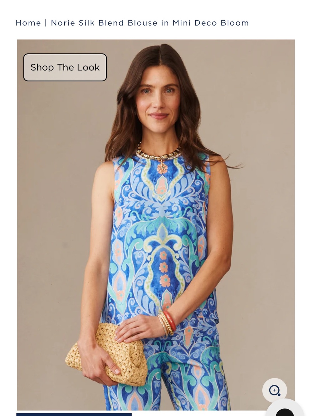 J McLaughlin Silk Sleeveless Sea Rope Print Flowy Top in Light Blue - Picture 10 of 12